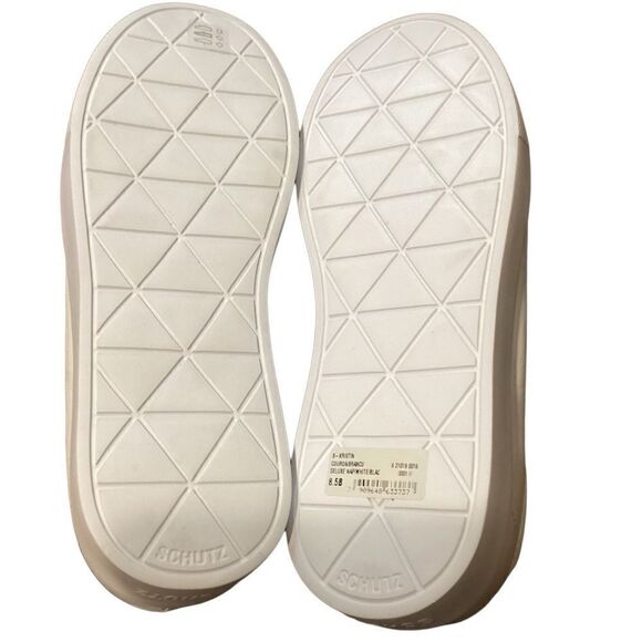 NWT Schutz KRISTIN White Leather Platform Sneakers Black Faux Fur Lining 8.5 - Picture 9 of 11